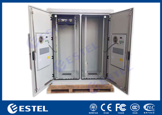 China Dual Bay IP55 Telecom Equipment Cabinete , Outdoor Power Enclosure With PDU Monitor supplier