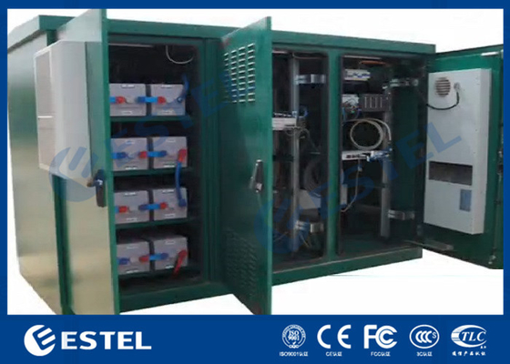 China Green Color IP55 Outdoor Triple Bay Racking Enclosure With Three Doors supplier