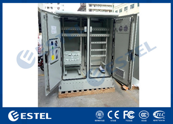 China IP55 Two Compartment Galvanized Steel Outdoor Telecom Cabinets Floor Mounting Type supplier