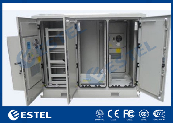 China IP55 Three Compartment Air Conditioner Cooling Outdoor Telecom Cabinets With Four Doors supplier