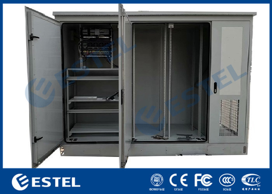 China Three Doors Gray Color IP55 Outdoor Triple Bay Racking Cabinet Base Station supplier