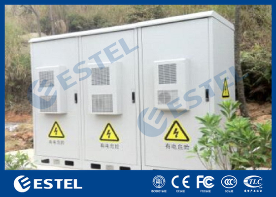 China Three Compartment Outdoor Telecom Cabinet With Three 1000W Cooling Capacity Air Conditioners supplier