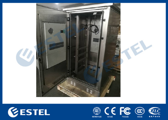 China Air Conditioner Cooling Stainless Steel Outdoor Telecom Cabinet With One Front Door And One Back Door supplier