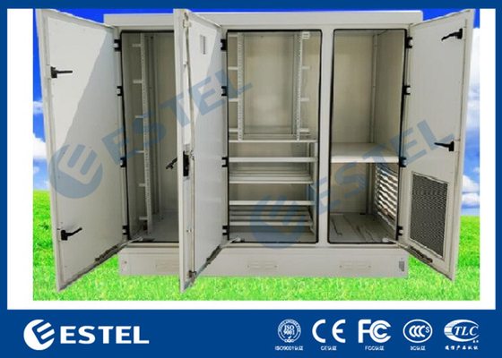 China IP55 Outdoor Power Cabinet Three Bay Telecom Shelter With Air Conditioner Cooling supplier
