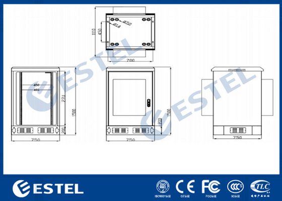 27U 19 Inch Rack Outdoor Telecom Cabinet Galvanized Steel Single Wall Heat Insulation supplier
